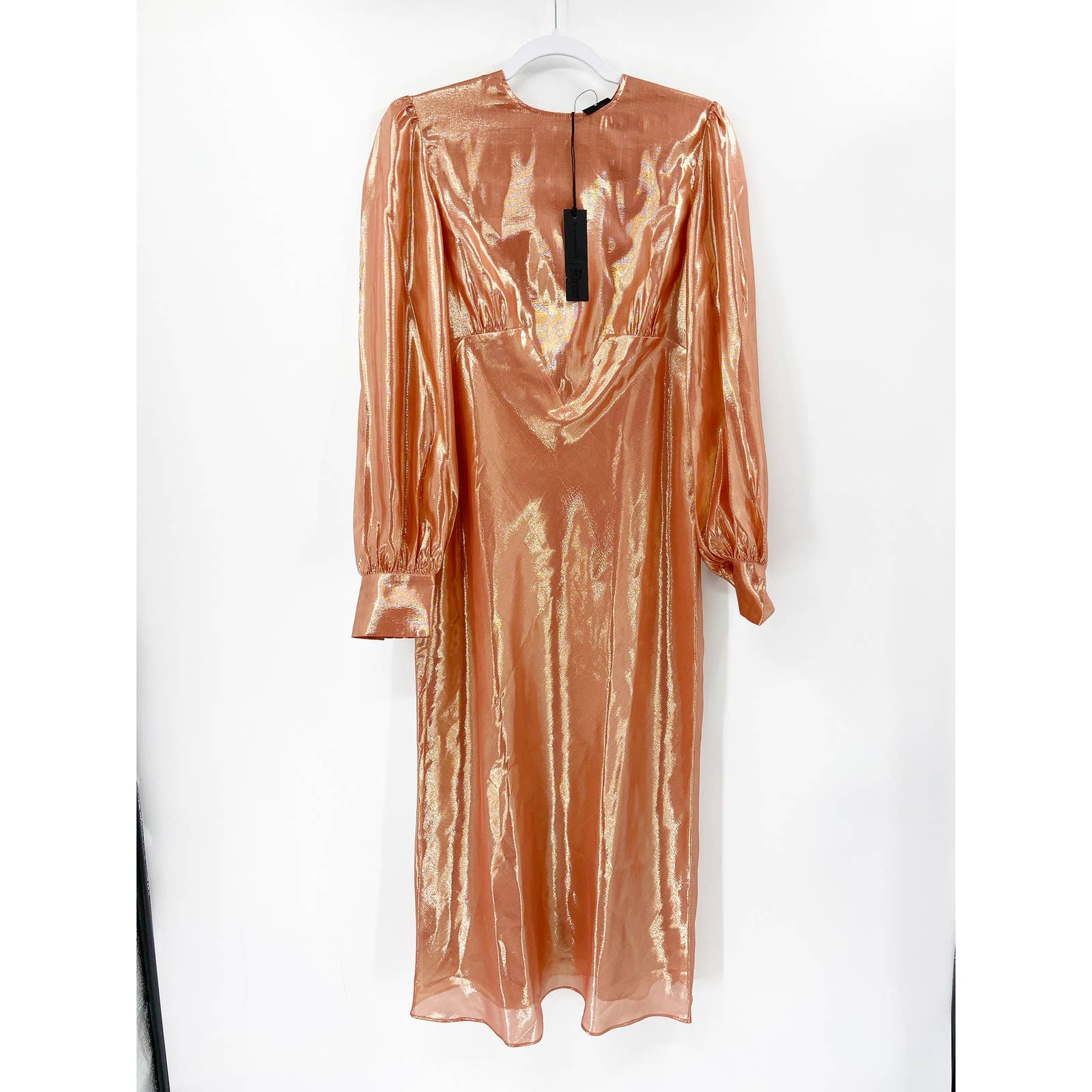 Olivia Von Halle X Disney Aureta Grace Silk Lurex Metallic Mid-Length Dress Nwt — image 3 of 8
